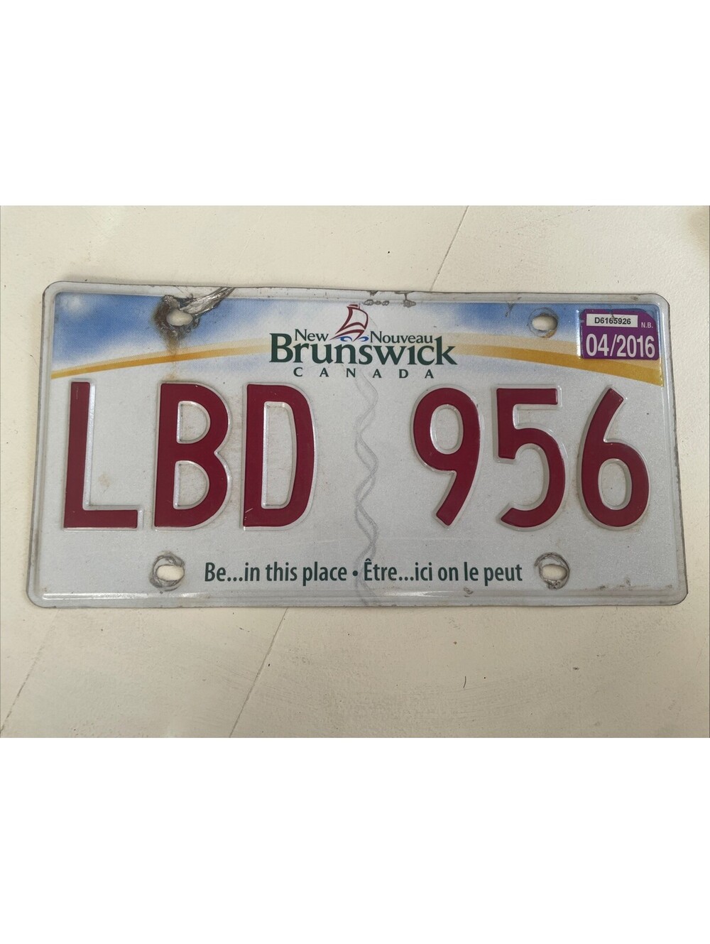 New Brunswick License Plate NB Canada Canadian Vintage Expired LBD 956
